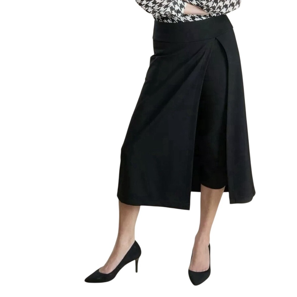 Betabrand Black Wrap Midi Skirt-Pant